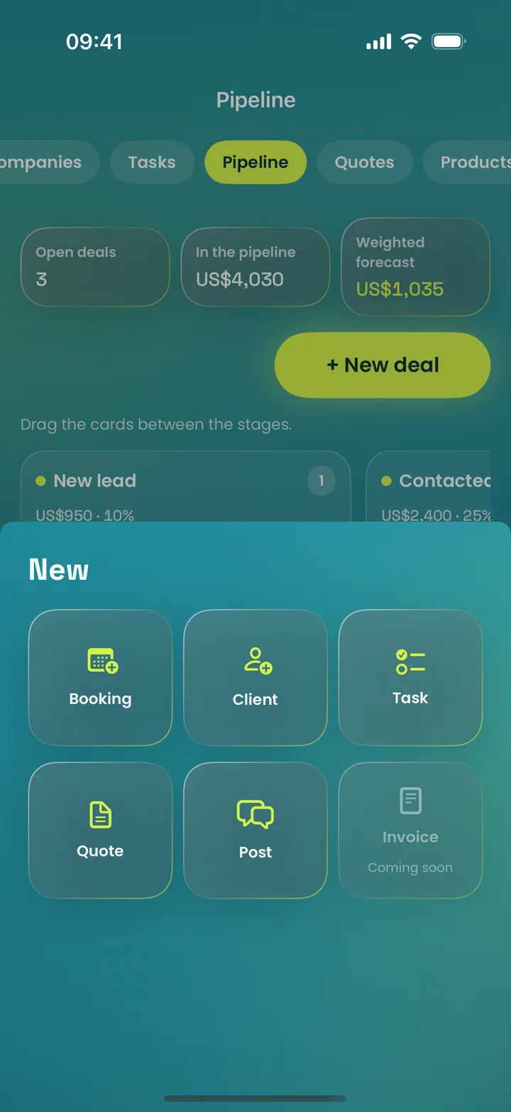 MotionFlow app on iPhone: Start something new