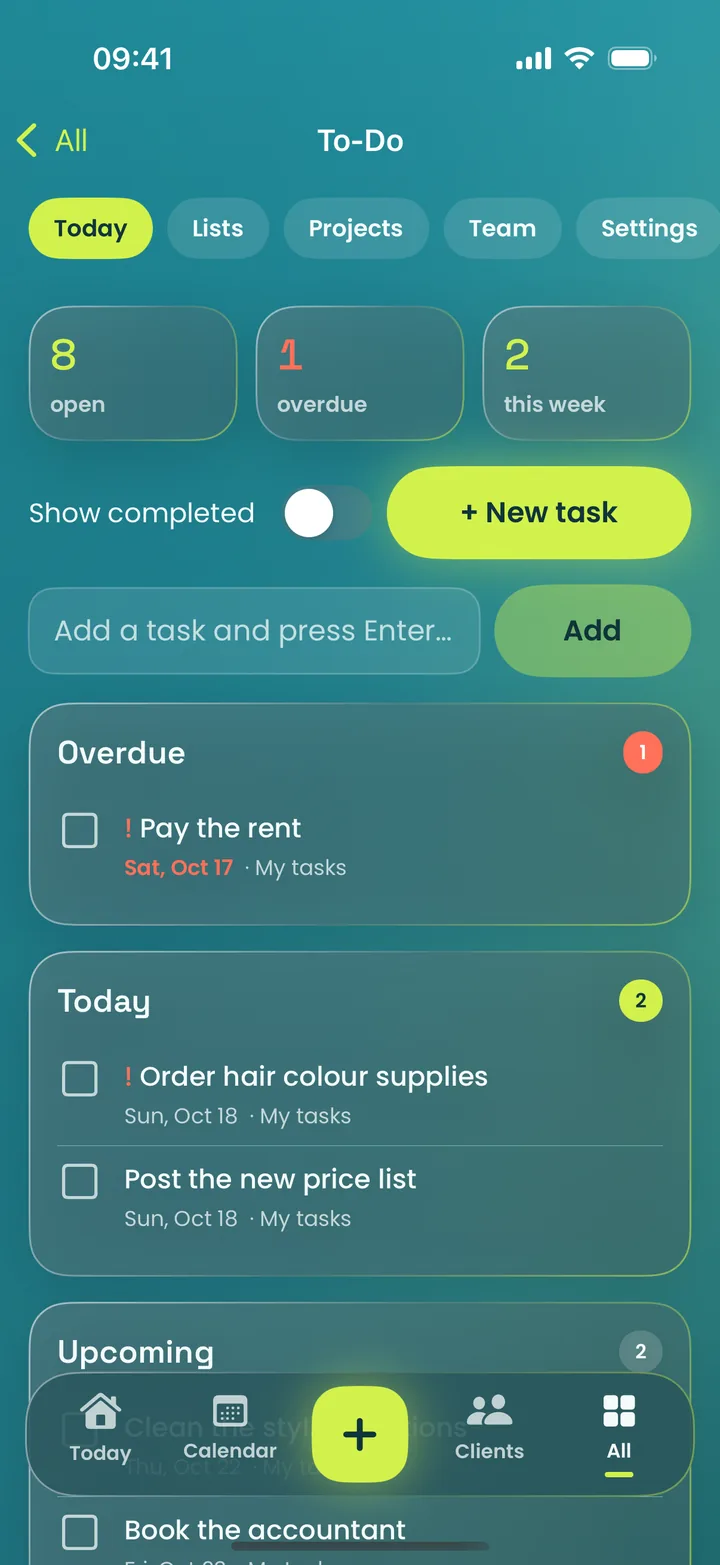 MotionFlow app on iPhone: To-Do