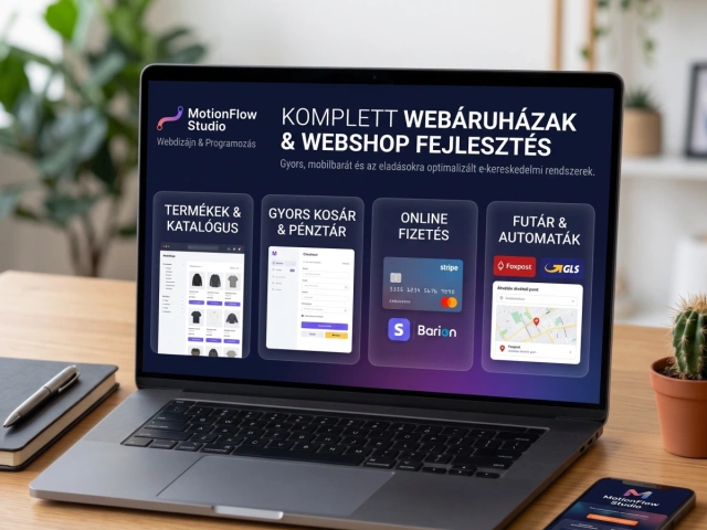 Laptop webáruház felülettel: termékkatalógus, kosár, online fizetés és csomagautomata-szállítás